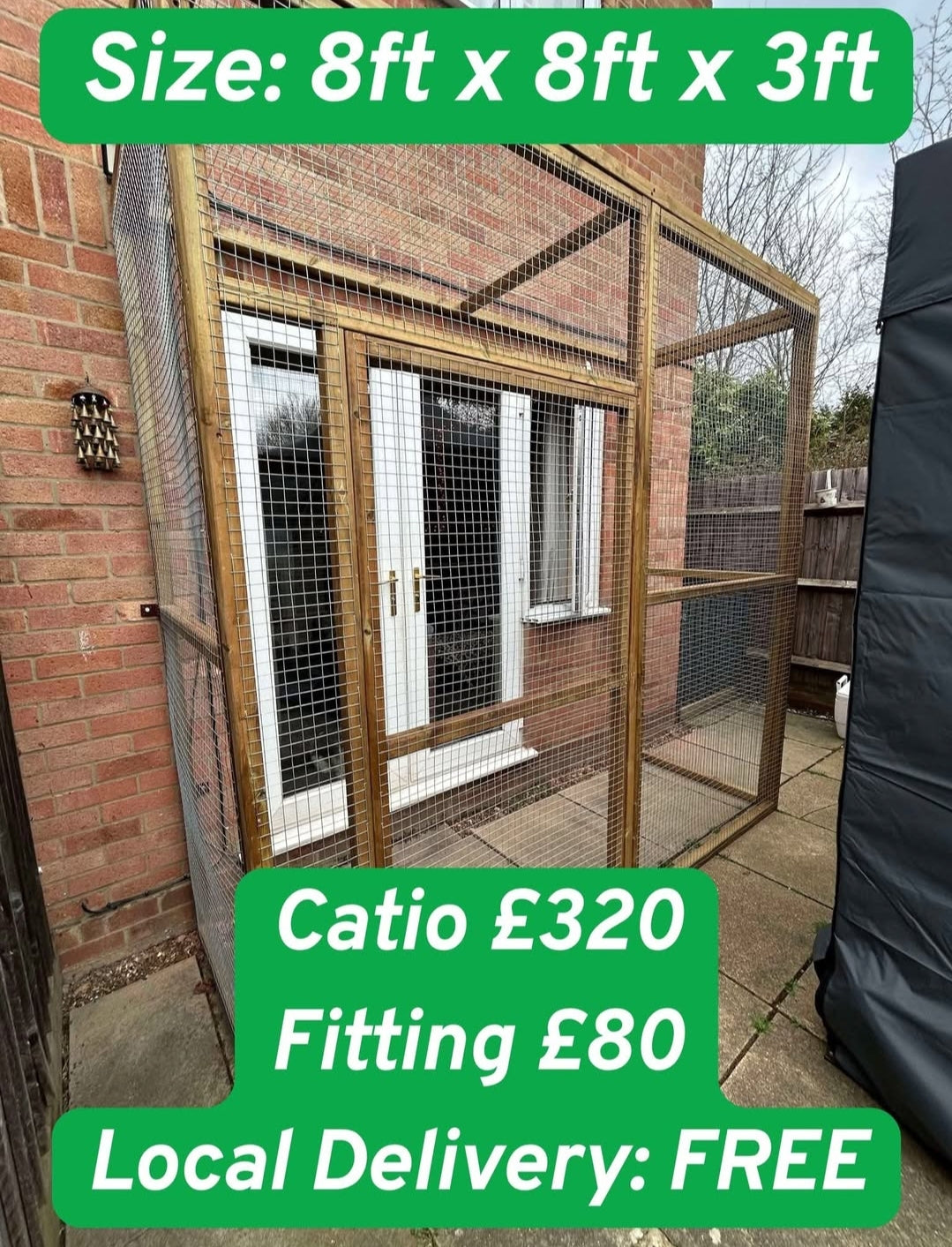 Catio Pet Enclosure, Outdoor Playpen cage, patio house, panels, Large Run, Balcony, Window Pen.